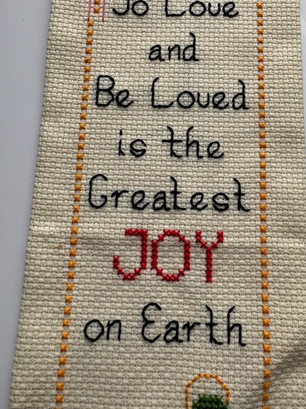 Vintage Handmade Cross Stitch Nativity Wall Hanging with Brass Hanger & Bell – C - Picture 2 of 6